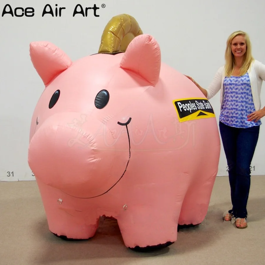 

Custom 2.5m L Pink Inflatable Pig Pop Up Boar Piggy Bank With Logos For Promotion or Bank aAdvertising