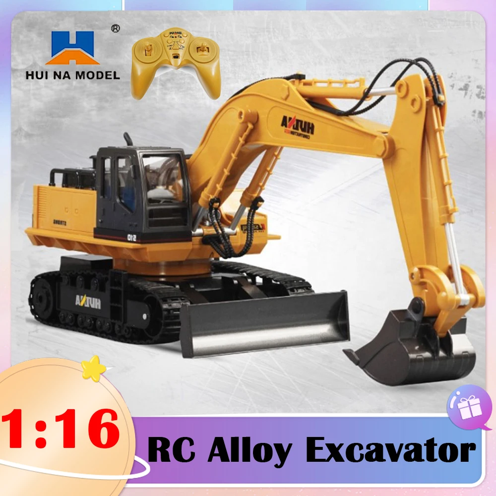 Huina 510 RC Excavator Car 2.4G 11CH Alloy Remote Control Engineering Digger Truck Model Electronic Heavy Machinery Toys