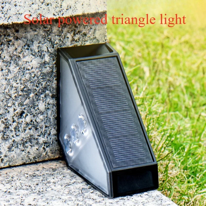 Уличные солнечные ступенчатые фонари теплый белый RGB треугольник IP67