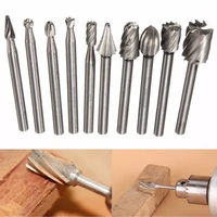 10pcsset high speed wood working drill bits rotary files mini round hss burr set wood carving rasp for shank burs tools