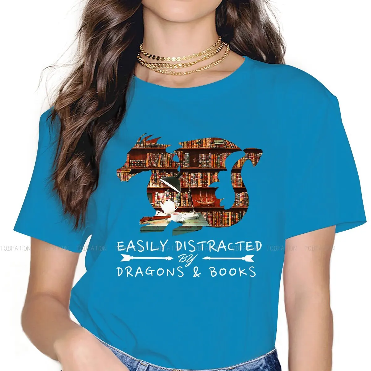 

Book Dinosaurs Tall Wham Crewneck TShirts Easily Distracted By Dragons Distinctive Girl T Shirt Funny Tops