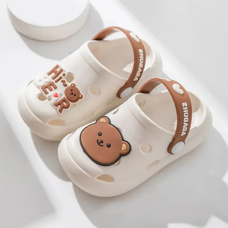 

Cartoon Home Slippers Kids Fashion Cute Soft Soled Non-slip Sandals Summer New Design Shoes Baby Unisex PVC Round Head Slippers