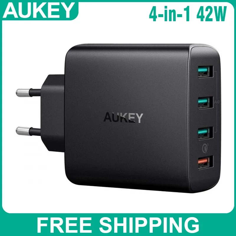 Aukey PA-T18 42 Вт EU Быстрая зарядка с 4 USB настенное зарядное устройство 3 0 зарядная
