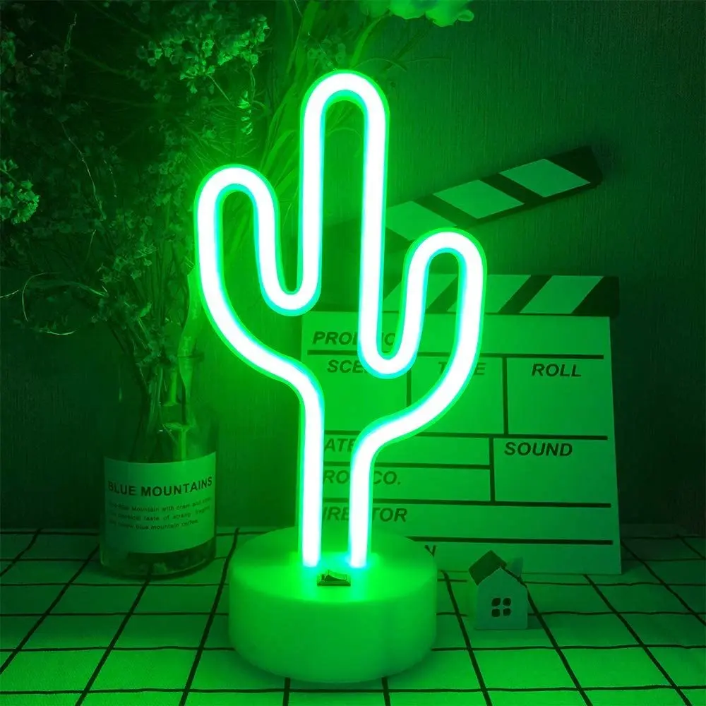 

Rainbow Led Neon Light Cactus Night Light Holiday Christmas Party Wedding Decorations Kids Room Home Decor Cactus Neon Lamp