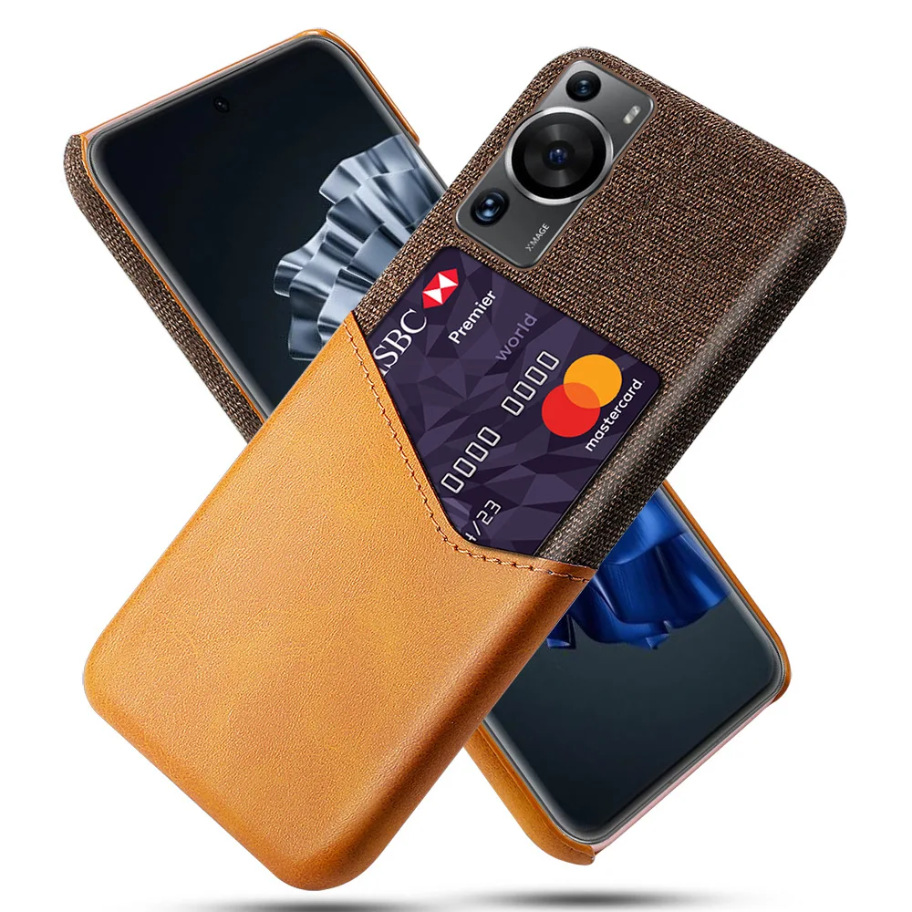 

For Huawei P60 Pro Art Phone Case Two color Fashion Leather Woven Design Back Cover Card Hard Fall Prevention