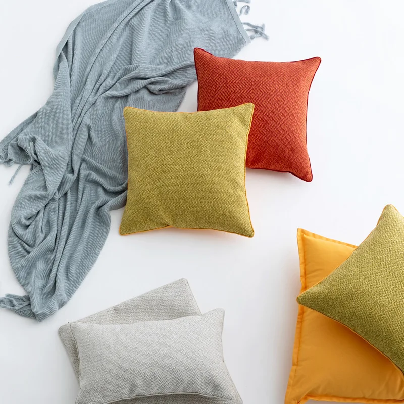 

Home Decorate Knitted Veins Solid Color Cushion Cover for Sofa Bedroom Home Modern Minimalist Style Square Pillow Case 45x45cm