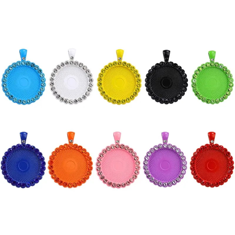 

5pcs Rhinestone Bezel Pendant Trays Cabochon Pendant Setting 1 inch/25mm