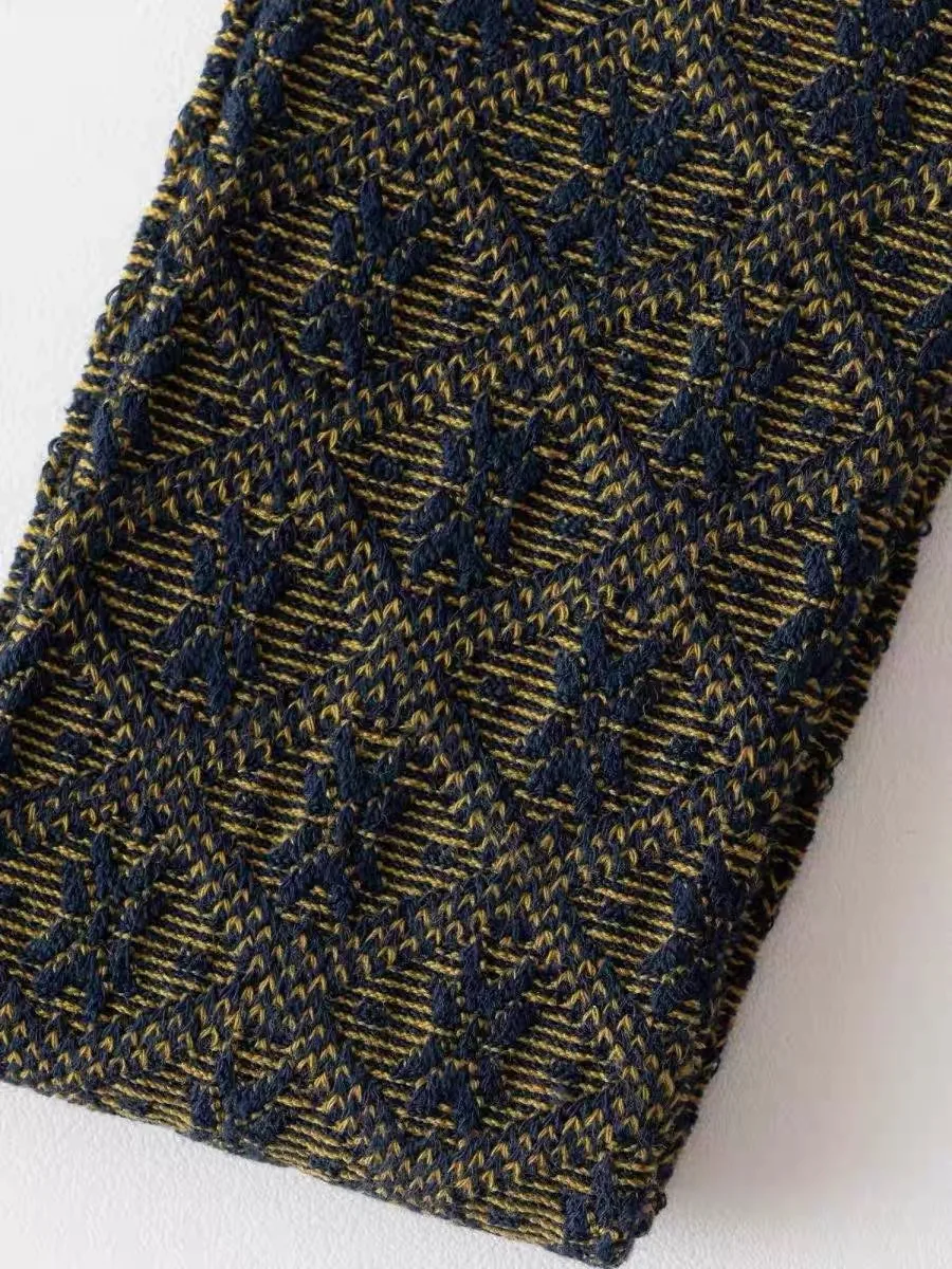 Весенне-осенние женские винтажные вязаные леггинсы Mori Girls с цветными блоками Diomand