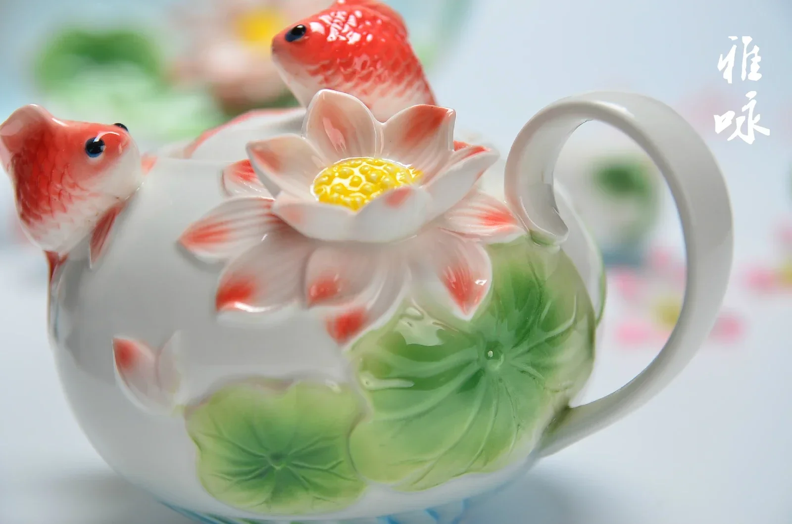 Новый 3D эмалированный кофейный чайник креативный фарфоровый Relievo Lotus