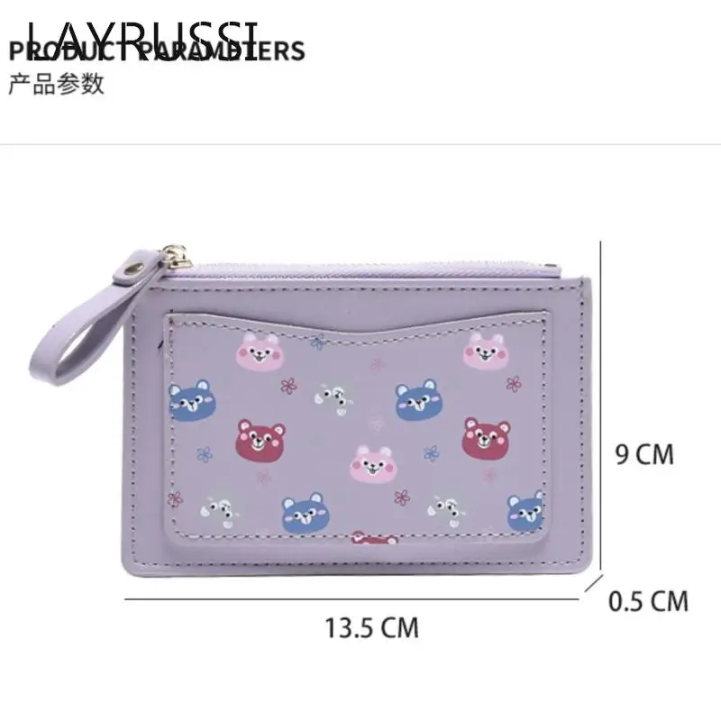 Милый кошелек LAYRUSSI на молнии с медведем женский кожаный держатель для карт