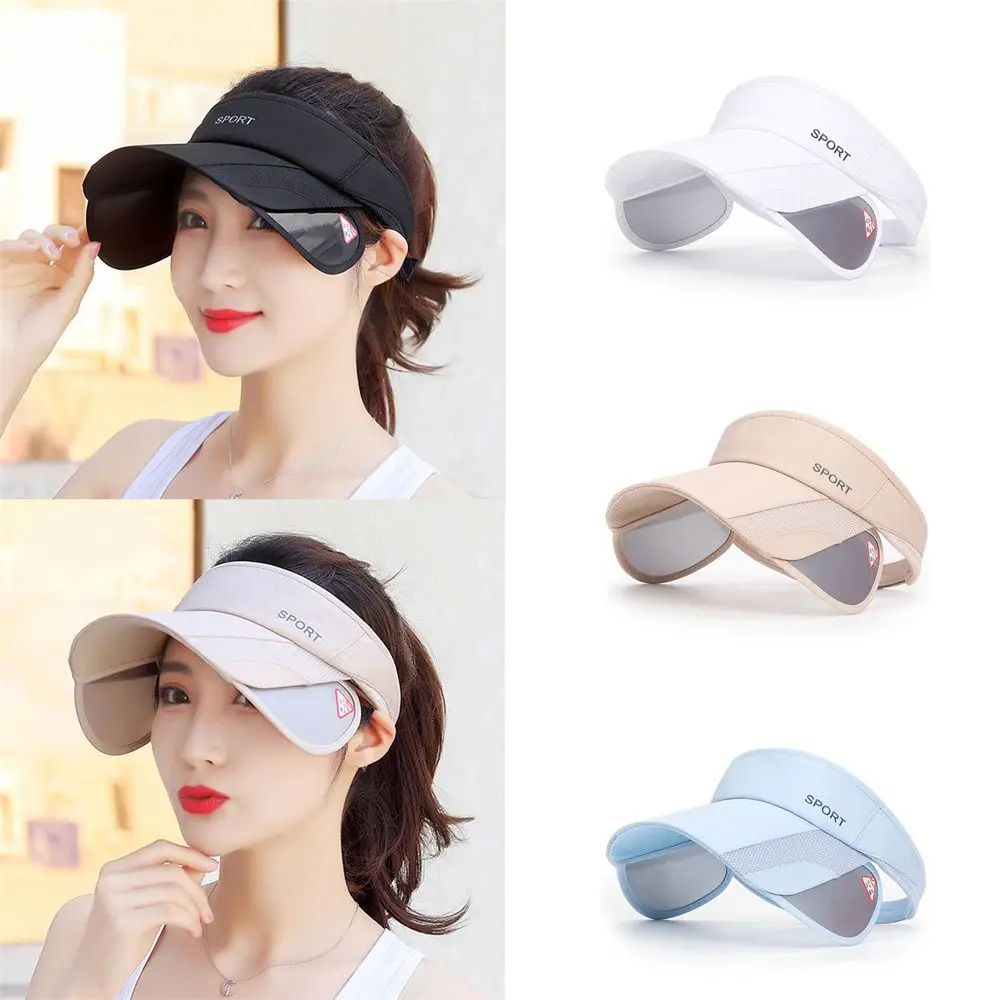 

Unisex Beach/Tennis Sport Hat Empty Top Adjustable Sun Visor Hat Retractable Brim Golf Cap