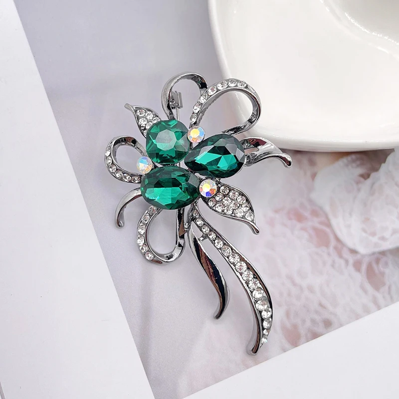 Новинка женская голубая Брошь Стразы в форме банта модное ювелирное изделие с