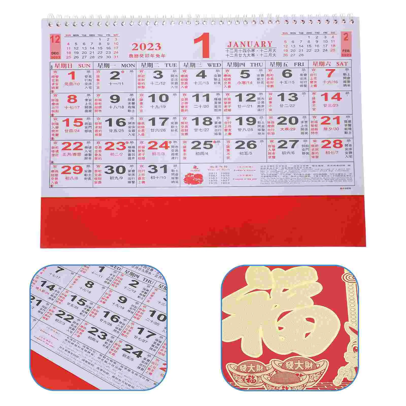 

Calendar Chinese Year Rabbit The Lunar Wall New Daily Monthly Traditional Hanging Calendars Home Decor Gift Zodiac Paper Office