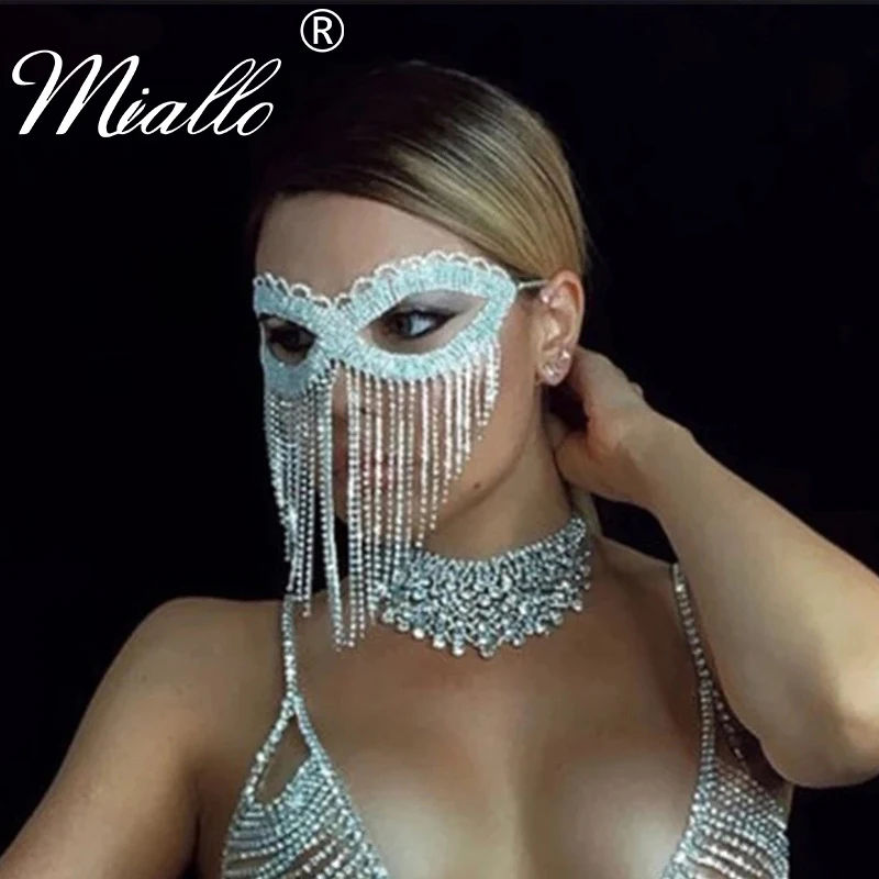 

Miallo/Модная женская маска со стразами и кисточками для лица, аксессуары для выпускного вечера, трендовые вечерние маскарадные Роскошные юве...