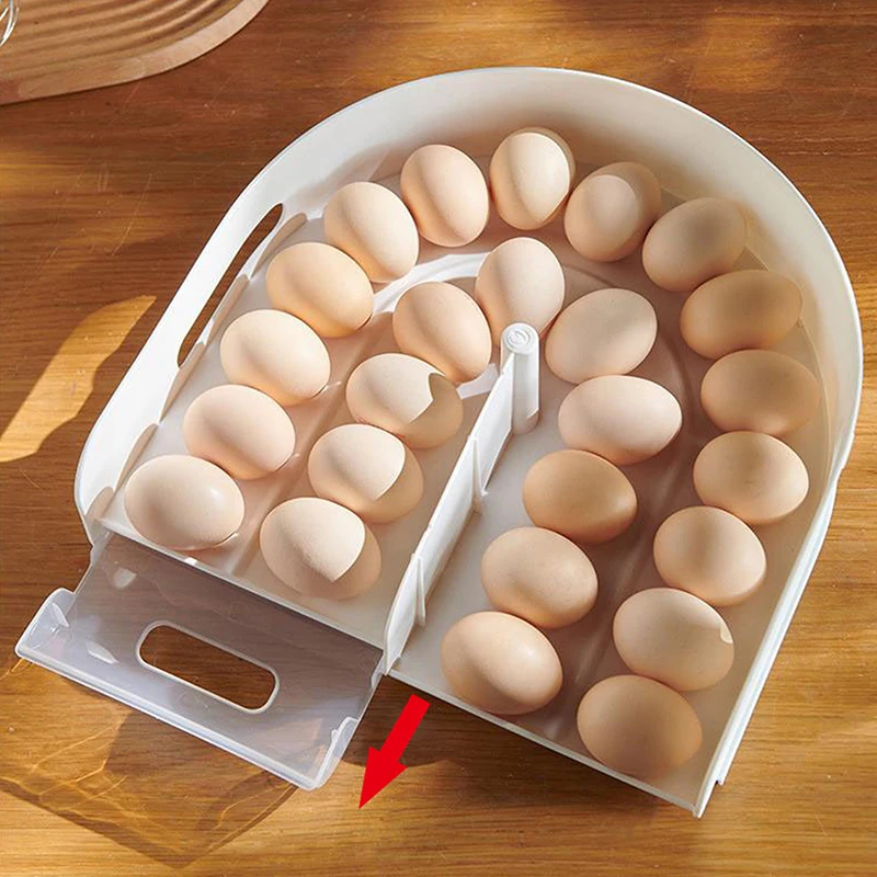 

Автоматическая прокручивающаяся полка для яиц, держатель, коробка для хранения, корзина для яиц, контейнер-органайзер, раздвижной холодильник, дозатор яиц для кухни