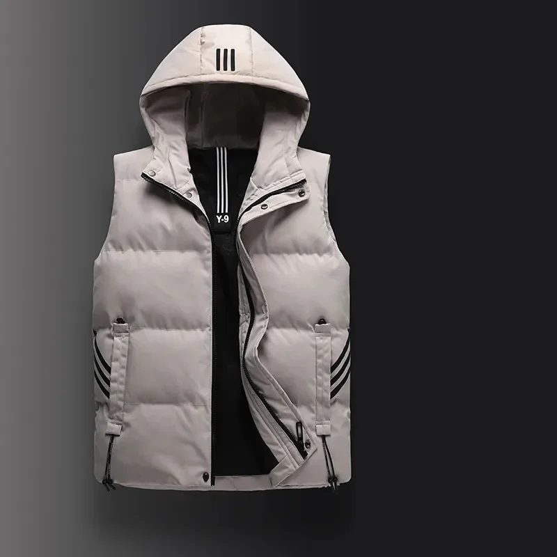 

Hot-selling New White Mens Winter Vest Warm Hooded Vest Men Casual Waistcoat Sleeveless Jackets Men Thicken Parkas 4XL