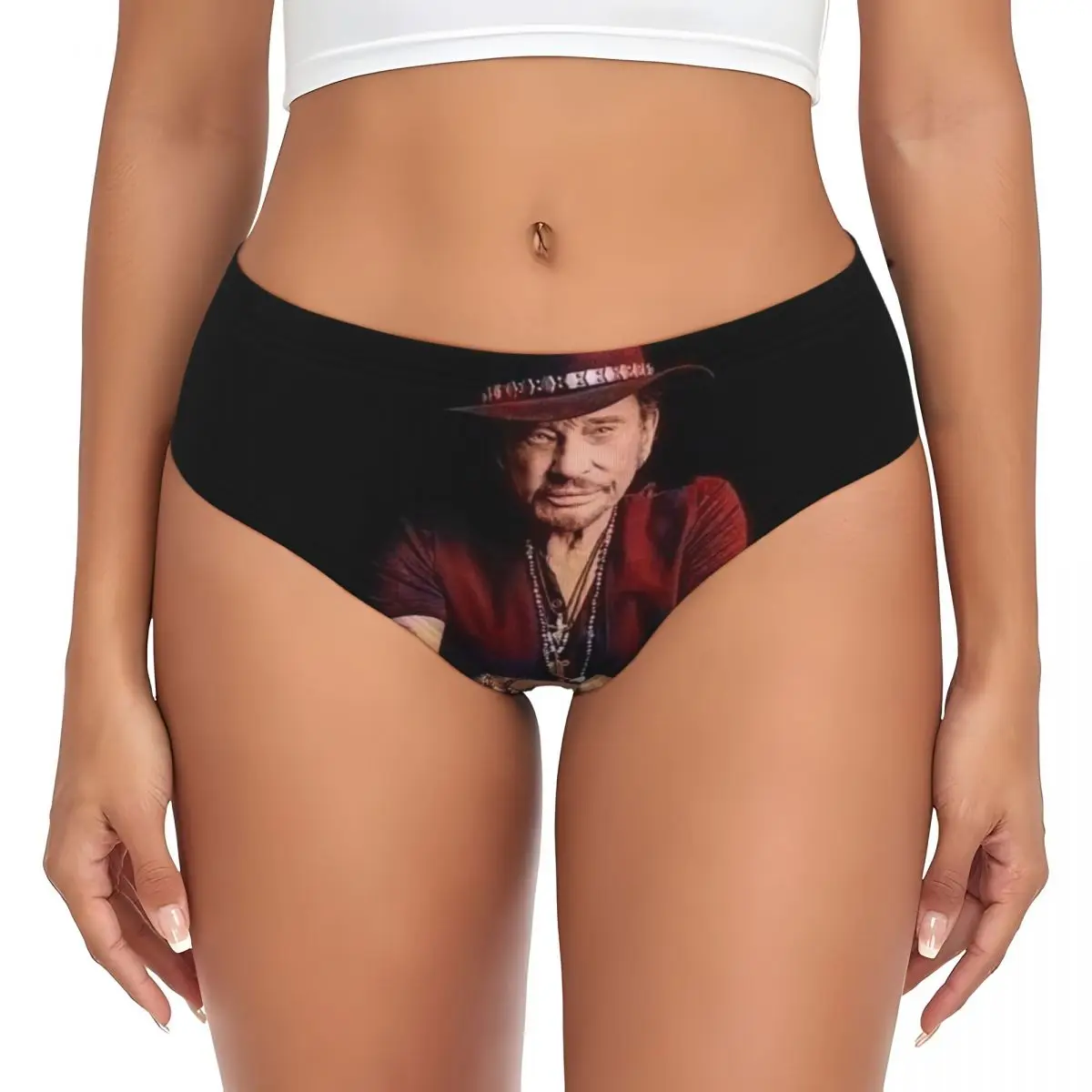 Фото Трусики Custom Johnny Hallyday, женские удобные эластичные трусики с изображением французского рок-певца, нижнее белье, подарки на день Святого Валентина, трусы №1