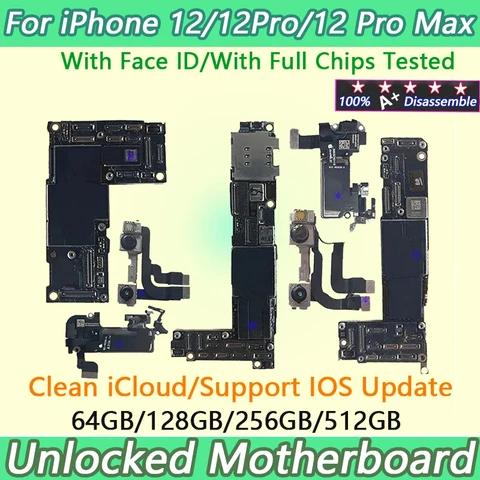 Рабочая материнская плата для iPhone 12, разблокированная материнская плата Apple ID, поддержка обновления для 12 Pro/max с заменой лицевого идентификатора