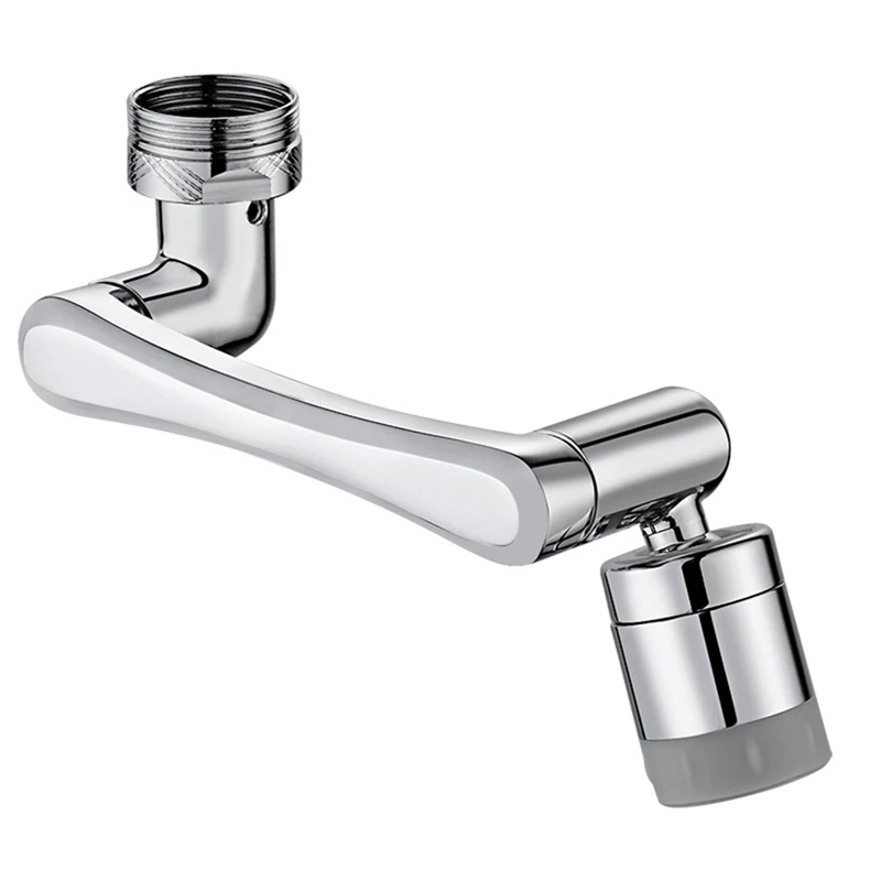 

Universal Faucet Extender Dual Thread 2 Water Outlet Modes Copper Chrome Plated 1440° Rotating Sink Faucet Extender