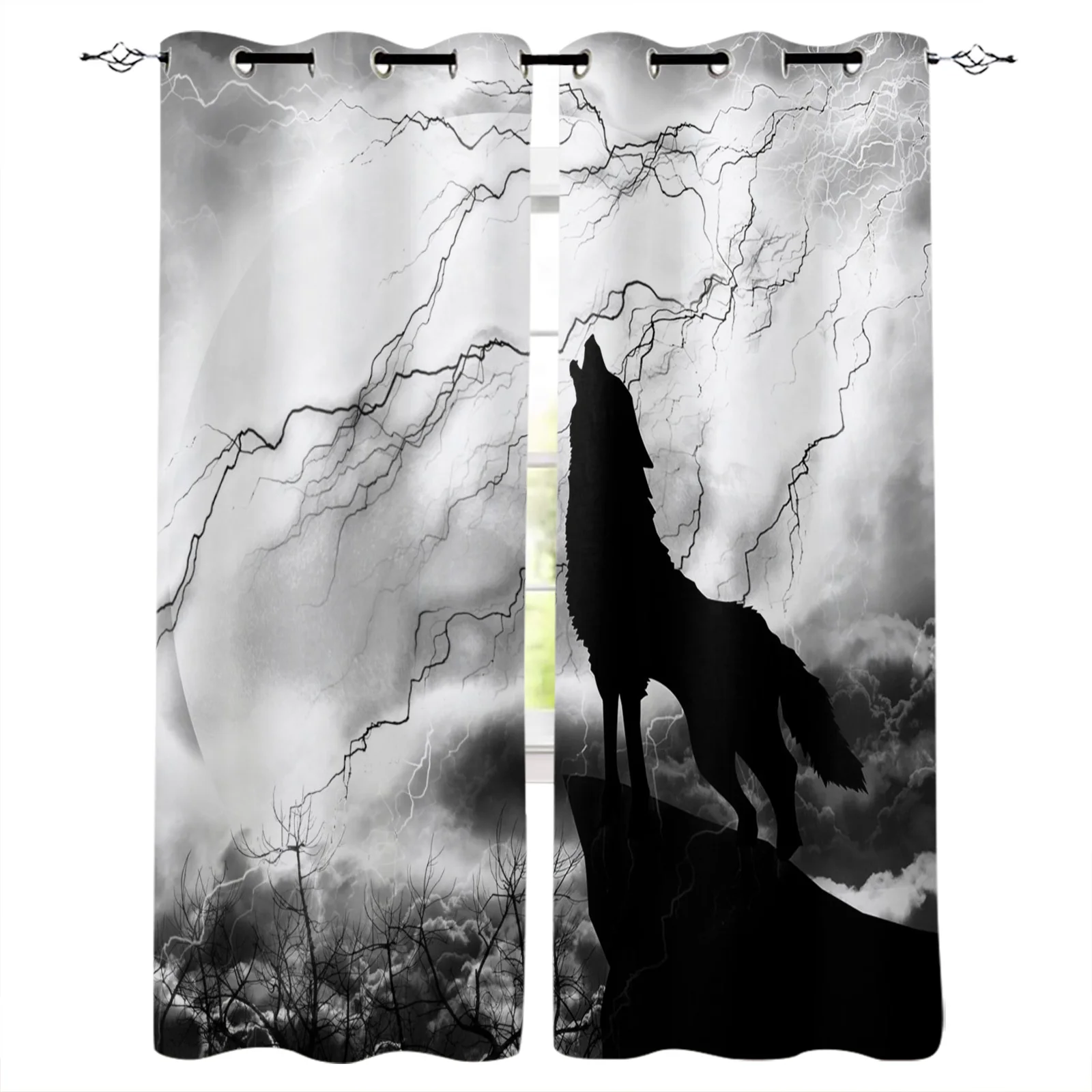 

Затемняющие шторы с изображением Черного Волка, ночью, молнии, диких животных, оконные шторы для спальни, гостиной, декоративные оконные што...