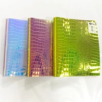 30x135cm crocodile embossed holographic mirror tpu surface synthetic leather fabric sheet for making shoe upperbagdecorative