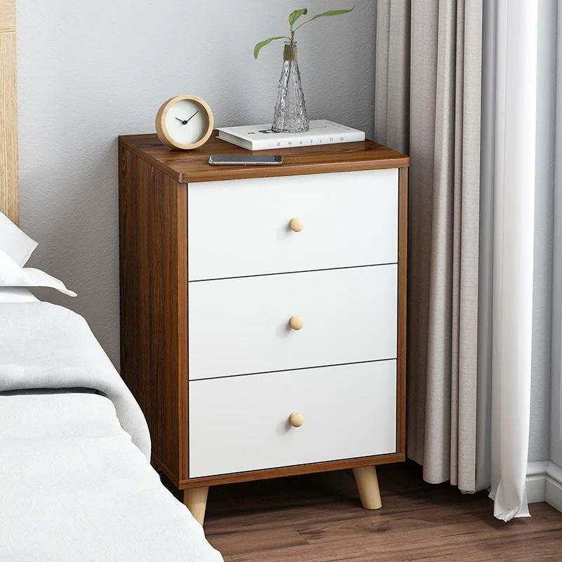 

Nordic Bedside Table Simple Modern Wood Color Small Cabinet Bedroom Dorm Storage Side Cabinet Assembly Simple Storage Cabinet