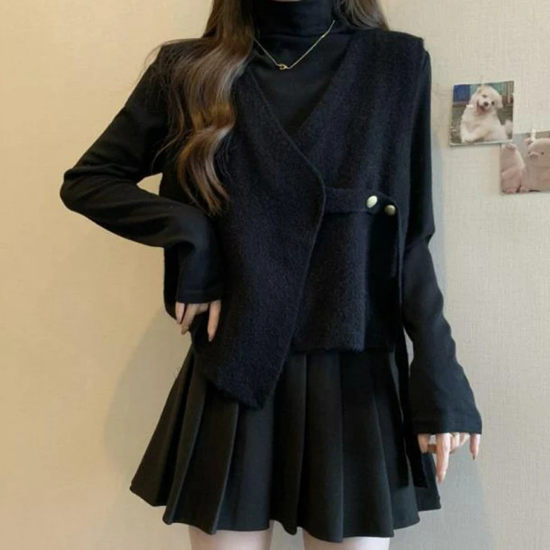 Женский винтажный минималистичный Асимметричный свитер на шнуровке Y2K