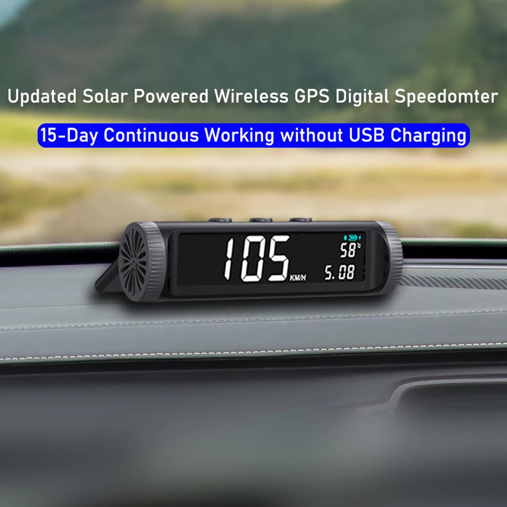 

Car Wireless Solar-powered HUD Head Up Display Digital GPS Speedometer Driving Overspeed Alarm Car Accessories