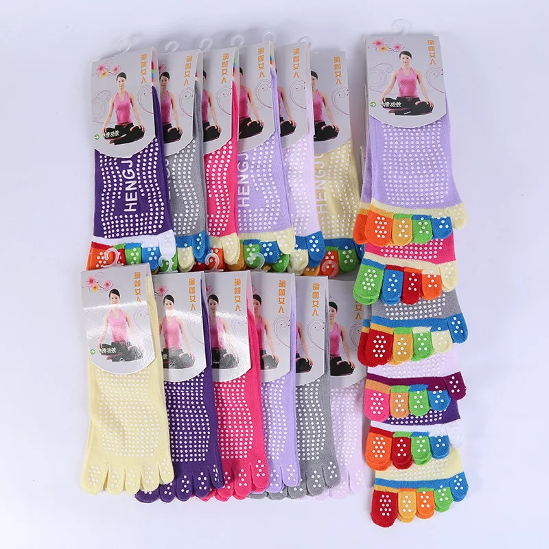 10 Pairs Women Toe Socks Rainbow Five Finger Middle Tube Autumn Winter Cute Open Toe Comfortable Yoga Socks