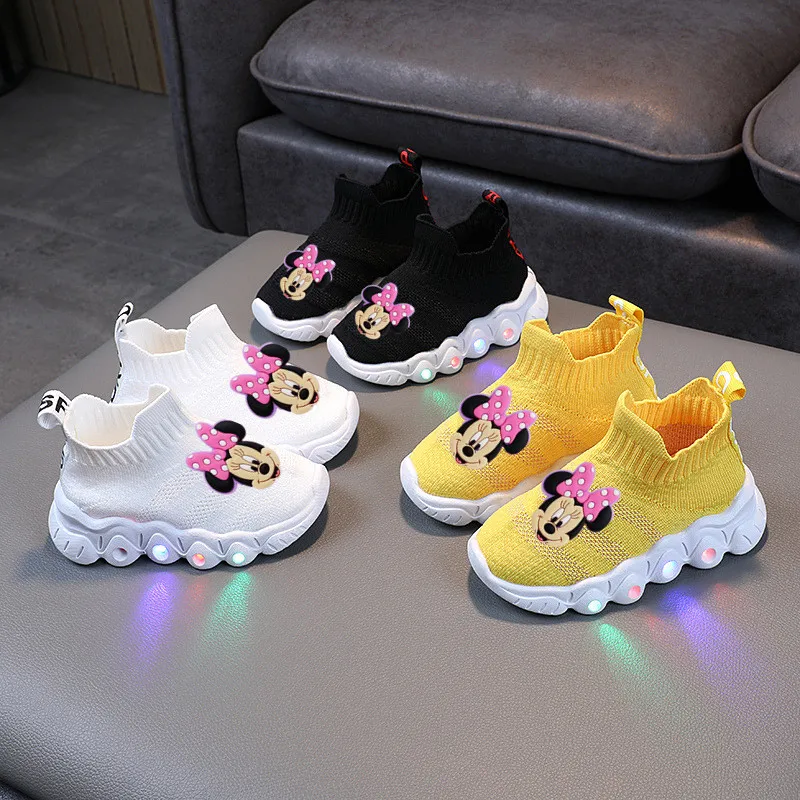 

Disney children's cartoon Minnie Mickey non-slip soft-soled casual shoes boys and girls baby sports shoes student lights shoes