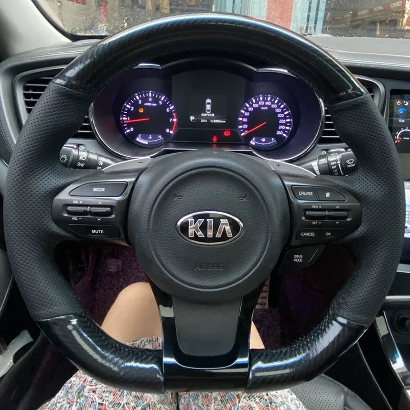 

Прошитая вручную Обложка рулевого колеса из углеродного волокна и натуральной кожи для Kia K5 Optima K4 Cachet 2013-2017 Cee 'd 2 Ceed 2015-2018