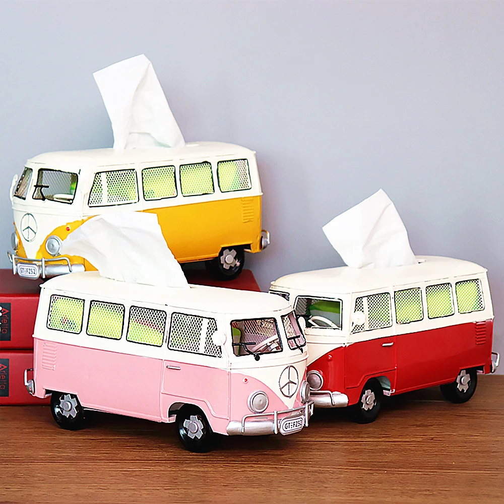 

Бумажные салфетки для автобуса, кованые салфетки для гостиной, креативный декор для рабочего стола в стиле ретро, домашняя коробка, бумажны...