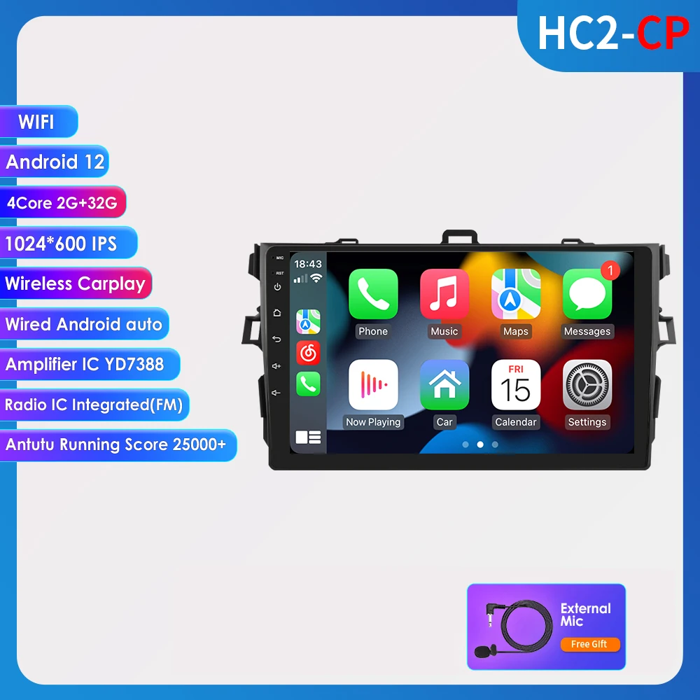 

Car Radio Android for Toyota Corolla 2007 2008 2009 2010 2011 Carplay AI Voice Autoradio Car Stereo Audio Multimedia Player 2Din