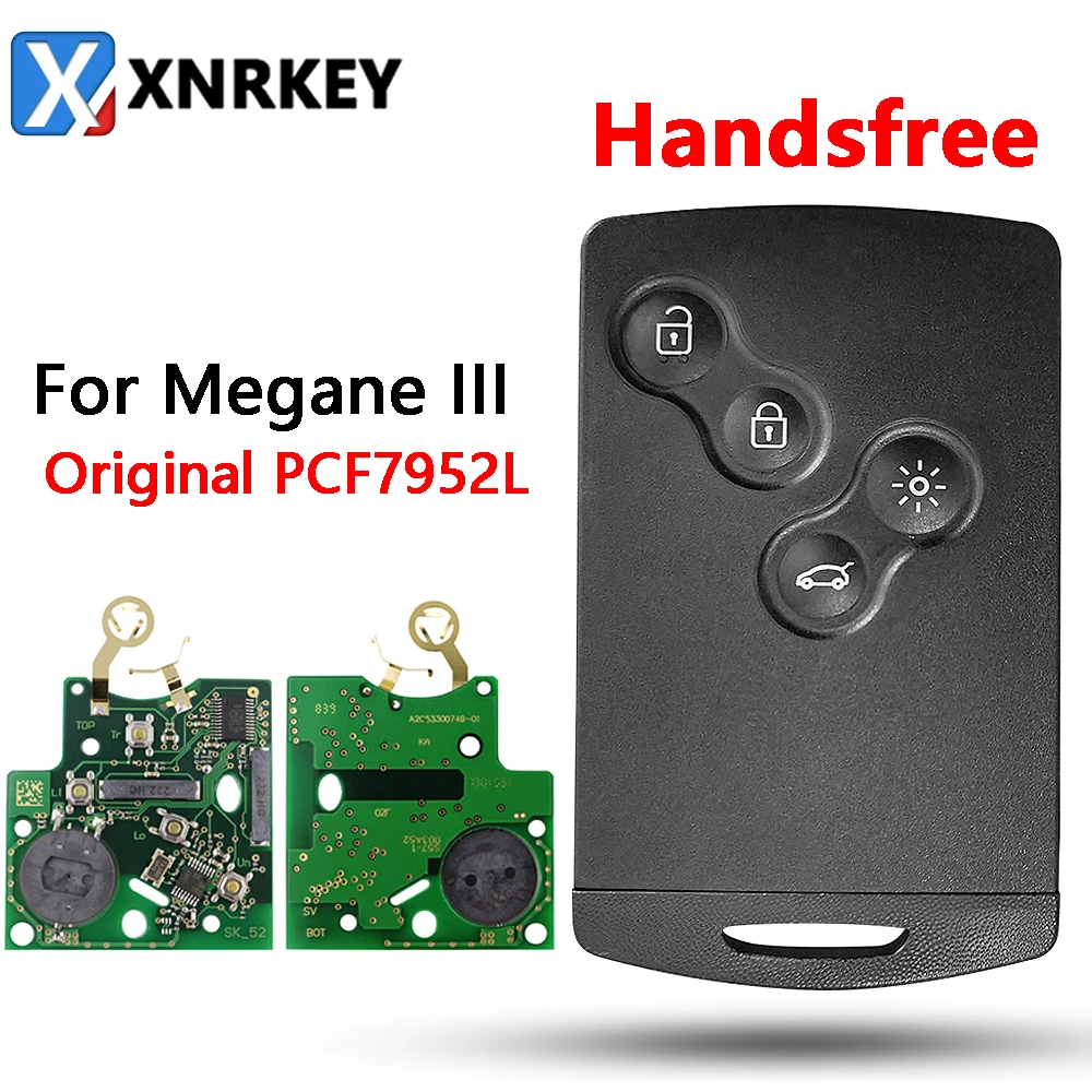 

XNRKEY 4-кнопочный смарт-карта дистанционный ключ PCF7952 чип 433 МГц для Renault Megane III Автомобильный ключ громкой связи