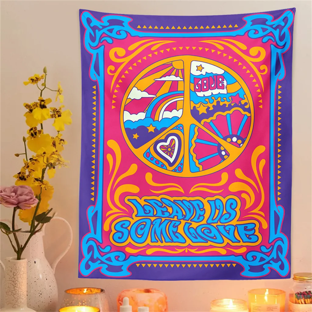 Colorful Rock Music Poster Eye Tarot Bohemian Tapestry Wall Hanging Blanket Custom Vintage Fabric Psychedelic Bedroom Livingroom