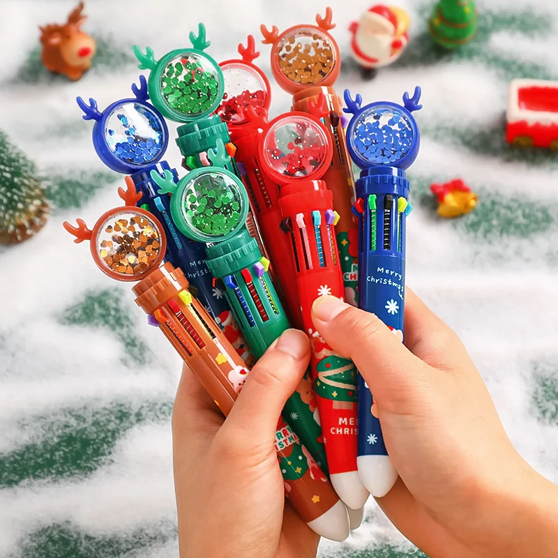 

5 шт. мультяшная цветная ручка Санта Клаус Рождественская елка олень шариковая ручка Счастливого Рождества Подарки канцелярские принадлежности для офиса школы письменный инструмент