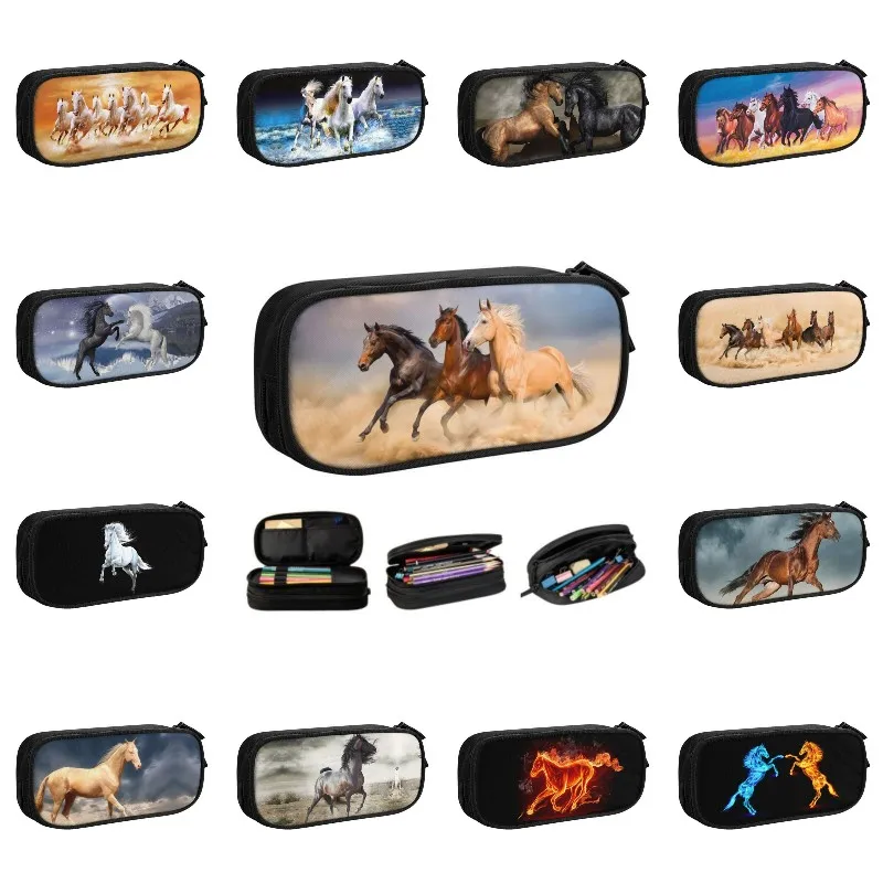 

Kawaii Horse Pencil Case for Boys Gilrs Custom Animal Large Storage Pen Box Bag Stationery