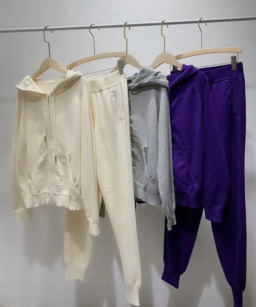 

Women Knitted Pants Straight Casual Trousers with Pockets Female Knitwear 2021 Fall Winter