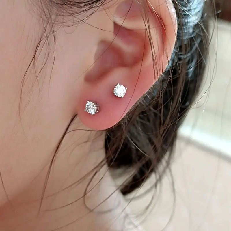 

Minimalism Stylish Earrings For Women Fashion Stud Classic Round Zircon Easy to Wear Piercing Multicolor Crystal Jewelry