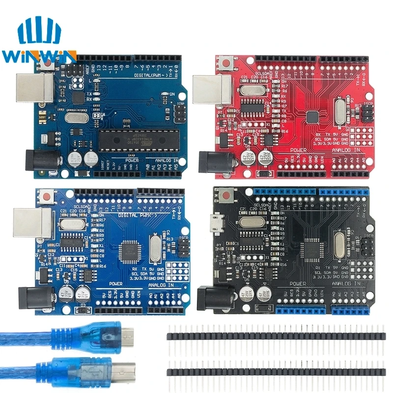 Плата UNO R3 UNO, чип CH340G + MEGA328P/ATMEGA16U2 + MEGA328P 16 МГц для Arduino UNO R3, макетная плата + USB кабель WeMos