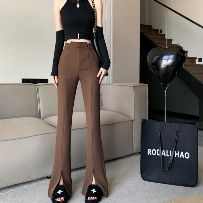 Office Ladies High Waist Loose Wide Leg Pants Women Fashion Loose Floor-Length Straight Pants Female Long Solid Trousers G632