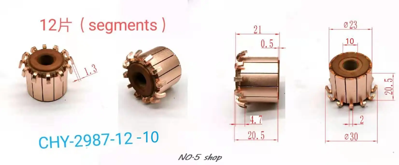 

10Pcs 23x10x20.5x21x12P Copper Bars Electric Motor Commutator