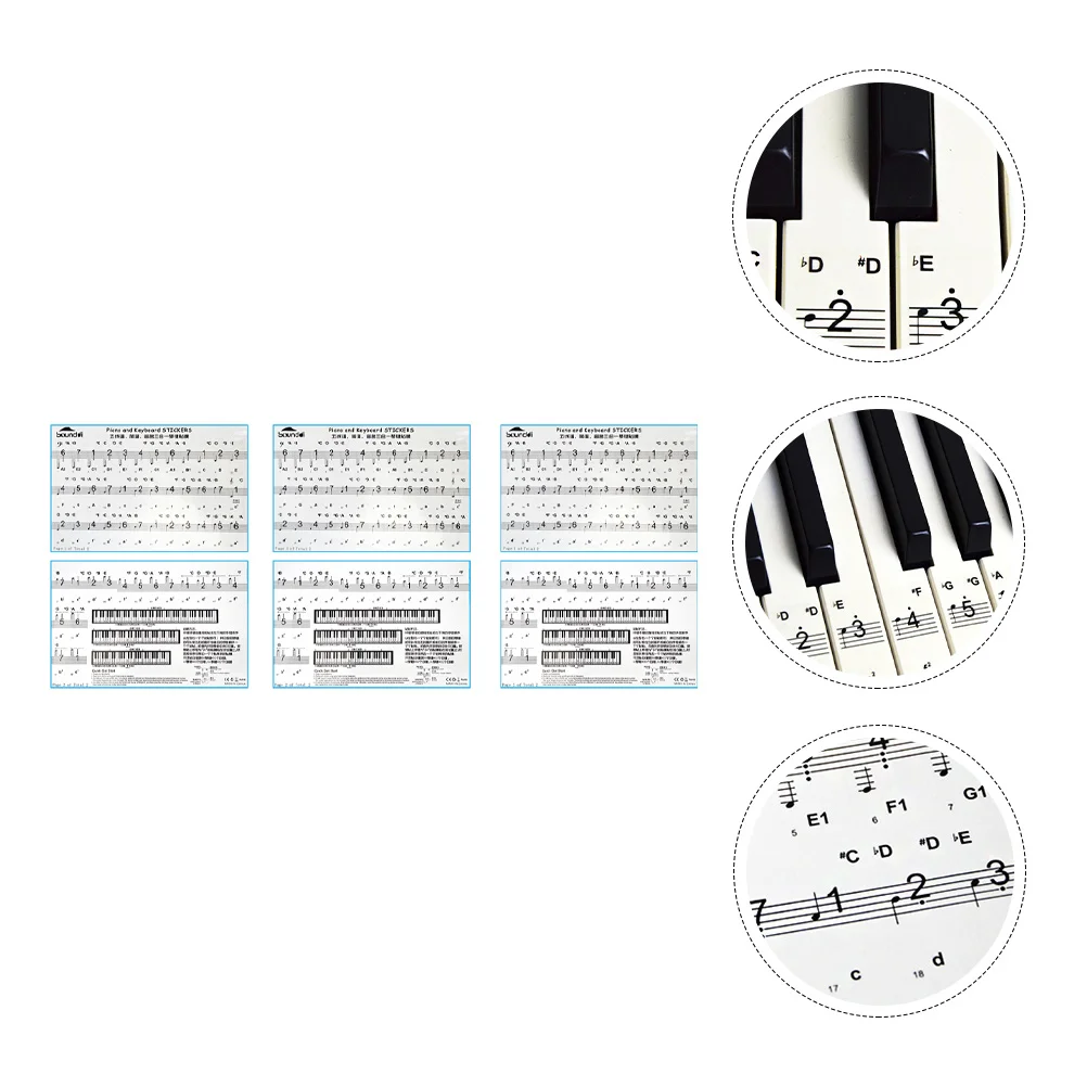

Piano Stickers Key Learning Labels Keyboard 88 Keys Removable Beginner Transparent Note Electronic