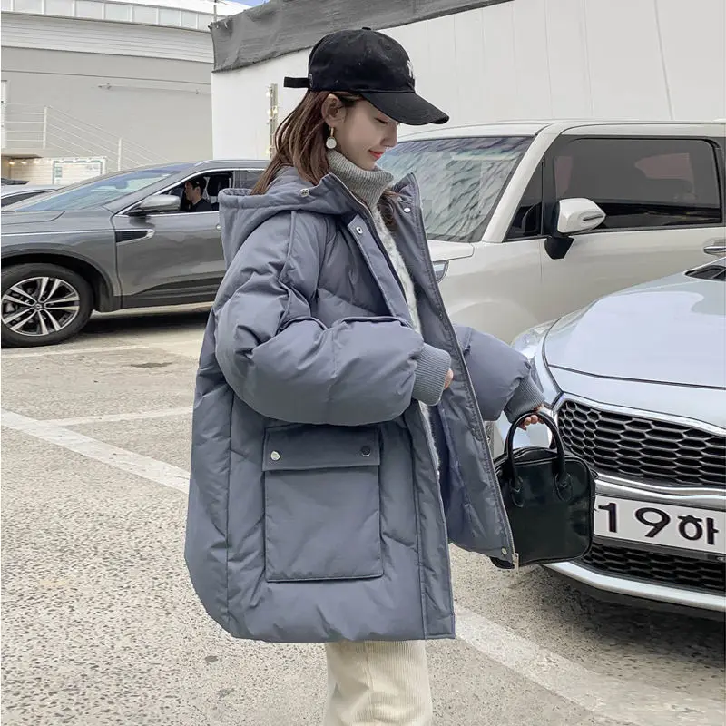 Women Thickened Outerwear Parkas Harajuku Hooded 2023 Korean Loose Puffer Jackets Solid Color Short Winter Female Coats Fashion