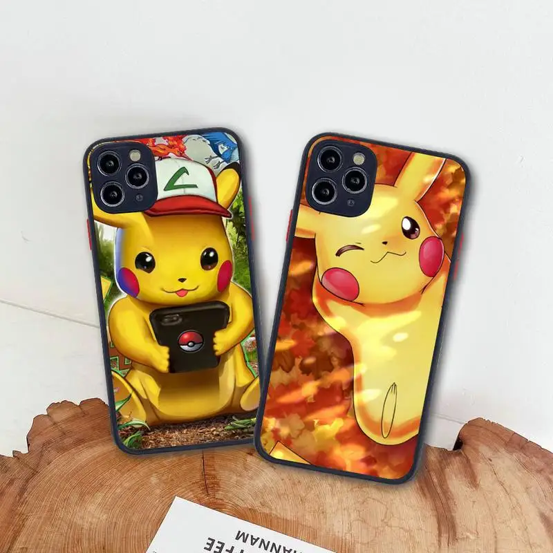 

Bandai Pocket Monster Pikachu Pokemon Phone Case For iphone 13 12 11 Pro Max Mini XS 8 7 Plus X SE XR Matte Transparent Cover