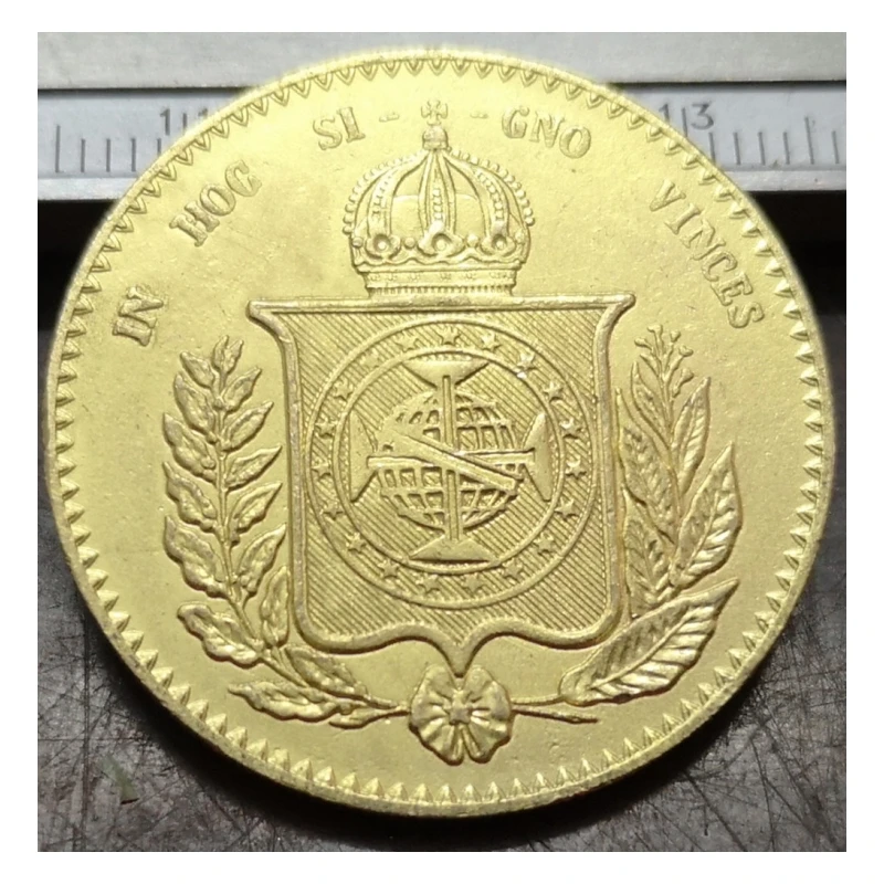 Бразилия 20000 рейс-Педро II позолоченная копия монеты (1851 и 1852) 2 даты на выбор