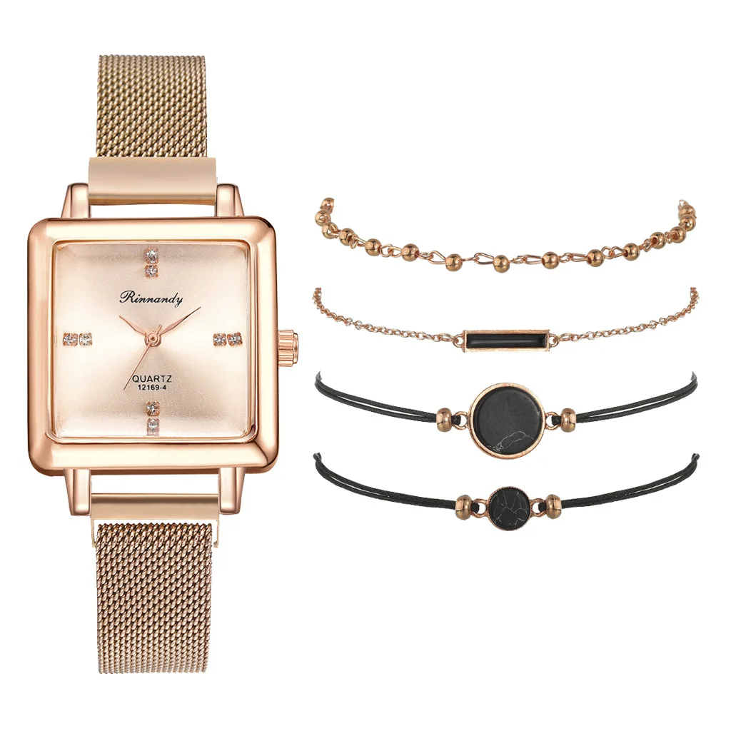 

Watch For Women Free Shiping Brand Watch New Classic Ladies Watch Set Square Fashion Watch Alloy Mesh Quartz Watch Montre Femme