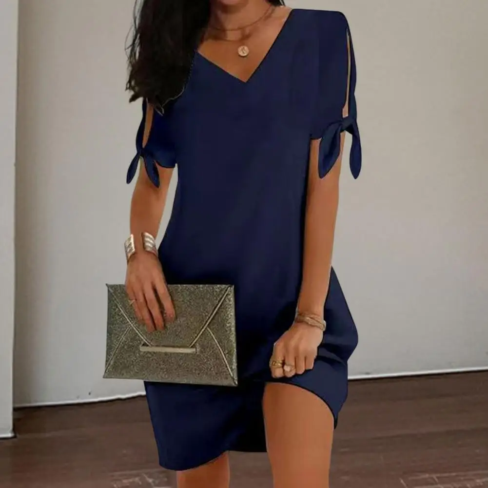 

Праздничное платье, гладкое женское платье выше колена, популярное повседневное однотонное пляжное платье