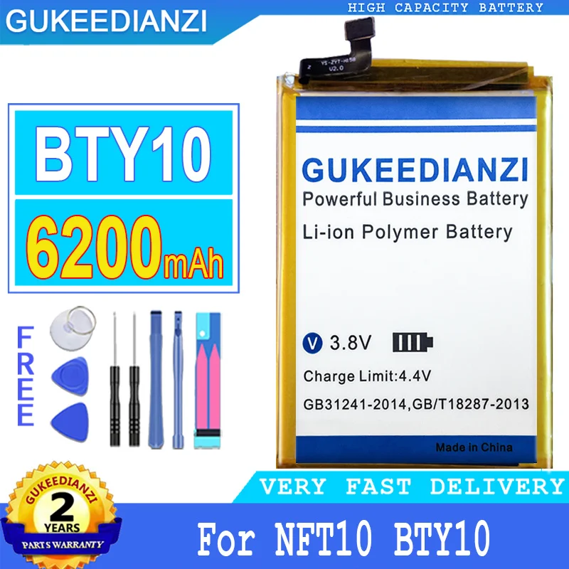 

Latest Production 6200mAh GUKEEDIANZI Replacement Battery BTY 10 for NFT10 BTY10 Big Power Bateria + Free Tools +Tracking Number