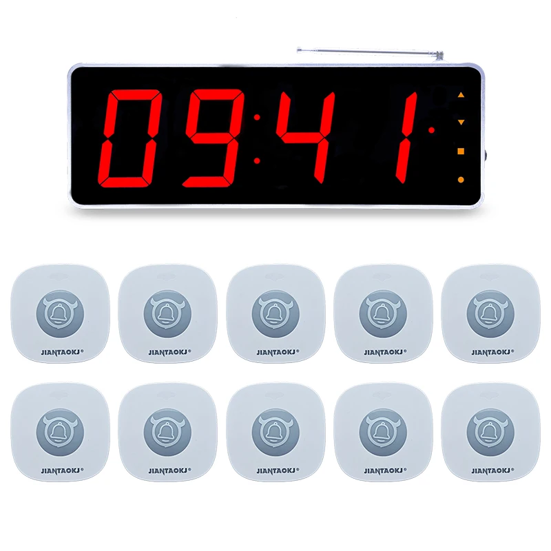 

JIANTAO JT-204S+F6 With 10 Pagers Sound Amplifier Waterproof Wireless Calling System 4 Digit Led Display For Hookah Food Truck